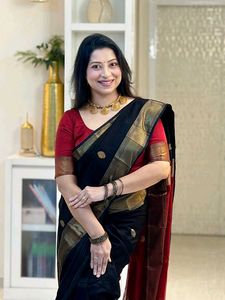 Elegant Black &amp; Red Saree