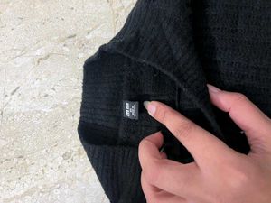 Black Knit Mock Neck Sweater