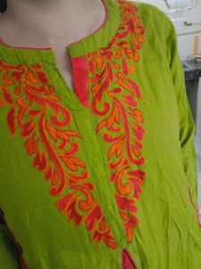 Beutiful Embroidery Slits Kurti With Pant And Dupp
