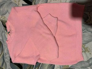 Pink Crew Neck Knit Sweater