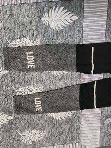 Stylish Black &amp; Grey Leggings with "LOVE" Print