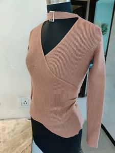 Ribbed Nude Full Sleeves Top