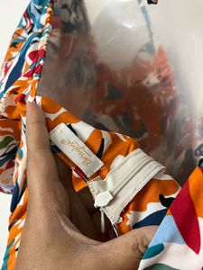 Vibrant Abstract Print Cut-Out Dress
