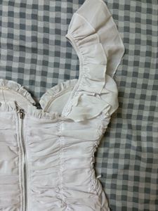 White Ruched Mini Dress