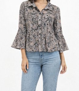 Paisley Print Bell Sleeve Top