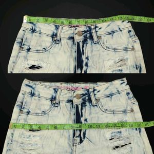Distressed Acid Wash Denim Shorts