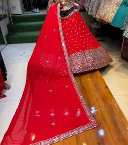 Stunning Red Sequined Lehenga Choli