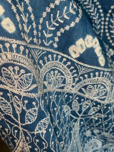 Blue Ethnic Dupatta with White Print
