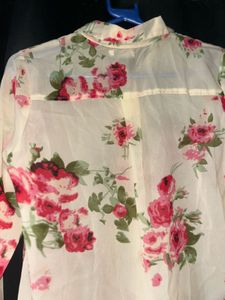 Floral Print Sheer Blouse