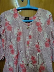 Pink Floral Printed Kurta xl new