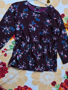 Floral Print Cinched Waist Top