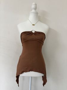 Brown Tube Top with Ring Detail✨