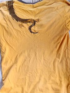 Men's Yellow Dragon Print T-Shirt