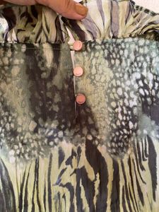 Boho Ruffle Zebra Print Top