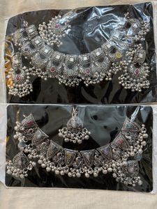 Oxidised Silver Afghani Jewellery Set