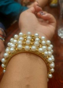 Elegant Pearl &amp; Gold Bangles pair of 2