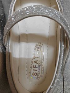 Sparkly Silver Mary Jane Shoes with Bow