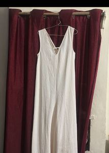Chic White Linen Blend Jumpsuit