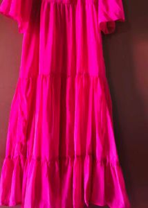 Elegant Pink Tiered Maxi Dress
