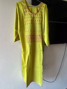 Vibrant Lime Green Embroidered Kurta
