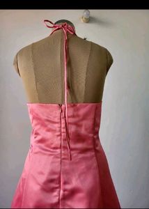 Elegant Pink Halter Neck Maxi Dress
