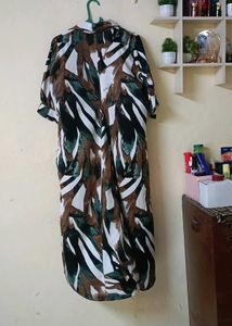 Abstract Print Midi Shirt Dress