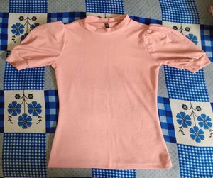 Peach Puff Sleeve Top