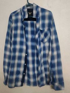 Men's Blue Plaid Button-Up Shirt