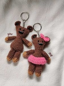 Matching Crochet Bear Keychain Set