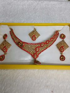 Elegant Red &amp; Gold Jewelry Set