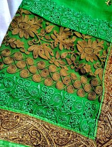 Vibrant Green Embroidered Saree