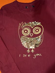 Cute Owl Sequin T-Shirt