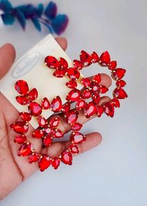 Stunning Red Gemstone Hoop Earrings