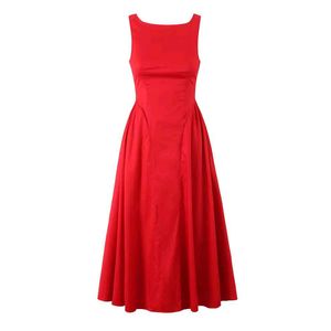 Vibrant Red🆕🎁 Sleeveless A-Line Midi Dress