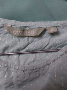 Light Blue Striped Kurta with Silver Detail