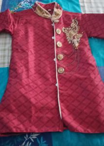 Boys Maroon Sherwani with Scarf