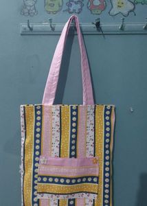 Cutesy kawaii Striped Tote Bag