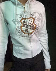 White Graphic Zip-Up Hoodie jacket