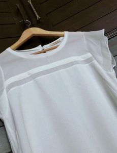 Chic White Sheer Panel Top