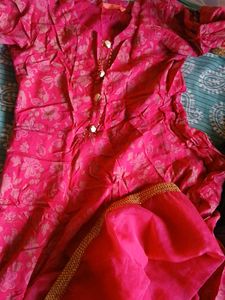 Vibrant Pink Floral Kurta Set