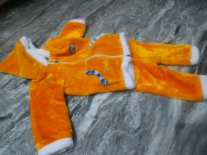 Kids Orange Furry Hooded Jacket