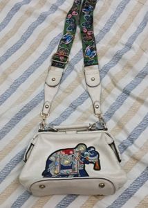 Embroidered Elephant Patch Purse