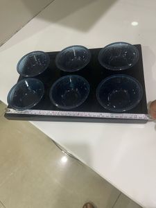6-Piece Glass Serving Bowls Set with Tray