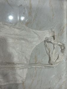 Cream Lace Blouse with Scarf