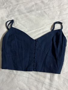 Navy Button-Front Cami Top