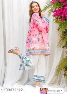 Stylish Pink Floral Kurta Palazzo Set