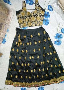 embroidered chanderi silk handmade lehenga