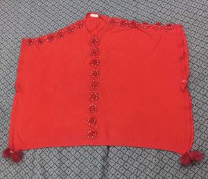 Red Beaded Kaftan Top