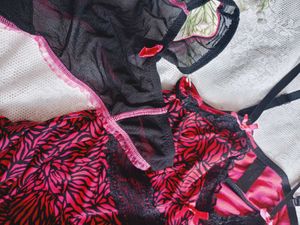 Pink &amp; Black Babydoll Set