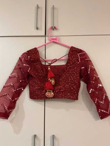 Deep maroon sequin embellished blouse